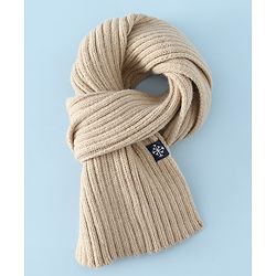 Babyhug Woollen Cap & Muffler Brown With Bear Applique in Brown - Diameter 18 cm