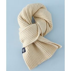 Babyhug Woollen Cap & Muffler With Dino Applique in White - Diameter 16.5 cm