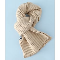 Babyhug Woollen Cap & Muffler With Dino Applique in White - Diameter 16.5 cm