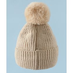 Babyhug Woollen Cap & Muffler With Dino Applique in White - Diameter 16.5 cm
