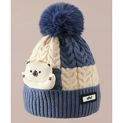 Babyhug Woollen Cap & Muffler With Bear Applique in Red -Diameter 17.5 cm