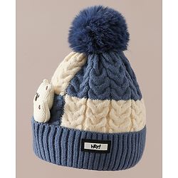 Babyhug Woollen Cap & Muffler With Bear Applique in Red -Diameter 17.5 cm