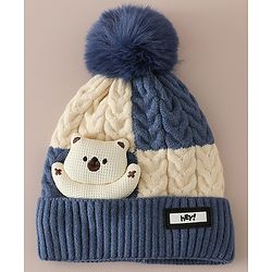 Babyhug Woollen Cap & Muffler With Bear Applique in Red -Diameter 17.5 cm