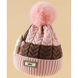 Babyhug Woollen Cap & Muffler With Bear Applique in Red -Diameter 17.5 cm