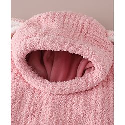 Babyhug Monkey Cap with Ear Applique Pink - Diameter 24 cm