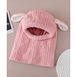 Babyhug Monkey Cap with Ear Applique Pink - Diameter 24 cm