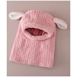 Babyhug Monkey Cap with Ear Applique Pink - Diameter 24 cm