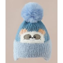 Babyhug Woollen Cap & Muffler With Bunny Patch in Pink - Diameter 20 cm