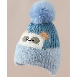 Babyhug Woollen Cap & Muffler With Bunny Patch in Pink - Diameter 20 cm