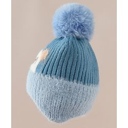 Babyhug Woollen Cap & Muffler With Bunny Patch in Pink - Diameter 20 cm