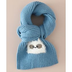 Babyhug Woollen Cap & Muffler With Bunny Patch in Pink - Diameter 20 cm