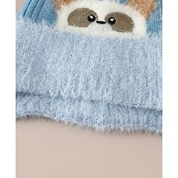 Babyhug Woollen Cap & Muffler With Bunny Patch in Pink - Diameter 20 cm