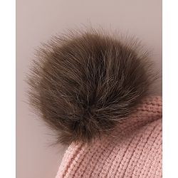 Babyhug Monkey Cap with Pom Pom and Bear Embroidery Pink - Diameter 22 cm