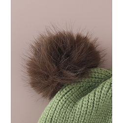 Babyhug Monkey Cap with Pom Pom and Bear Embroidery Pink - Diameter 22 cm