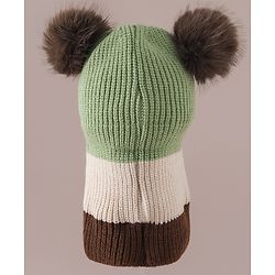 Babyhug Monkey Cap with Pom Pom and Bear Embroidery Pink - Diameter 22 cm