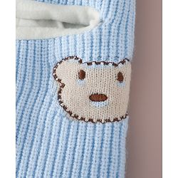 Babyhug Monkey Cap with Bear Embroidery & Ear Applique Light Blue - Diameter 23 cm