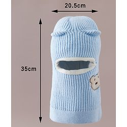 Babyhug Monkey Cap with Bear Embroidery & Ear Applique Light Blue - Diameter 23 cm