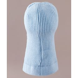 Babyhug Monkey Cap with Bear Embroidery & Ear Applique Light Blue - Diameter 23 cm