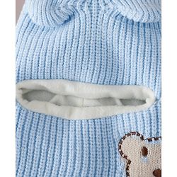Babyhug Monkey Cap with Bear Embroidery & Ear Applique Light Blue - Diameter 23 cm