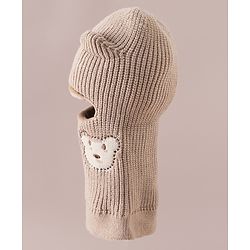 Babyhug Monkey Cap with Bear Embroidery & Ear Applique Light Blue - Diameter 23 cm