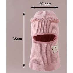 Babyhug Monkey Cap with Bear Embroidery & Ear Applique Light Blue - Diameter 23 cm