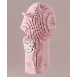 Babyhug Monkey Cap with Bear Embroidery & Ear Applique Light Blue - Diameter 23 cm