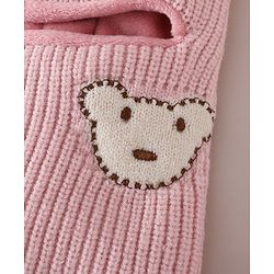 Babyhug Monkey Cap with Bear Embroidery & Ear Applique Light Blue - Diameter 23 cm