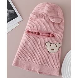 Babyhug Monkey Cap with Bear Embroidery & Ear Applique Light Blue - Diameter 23 cm
