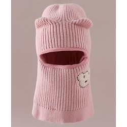 Babyhug Monkey Cap with Bear Embroidery & Ear Applique Light Blue - Diameter 23 cm