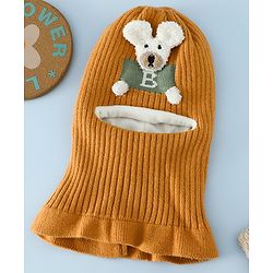 Babyhug Monkey Cap With Puppy Patch in Brown - Diameter 25 cm