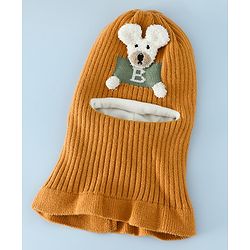Babyhug Monkey Cap With Puppy Patch in Brown - Diameter 25 cm