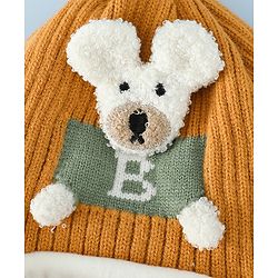Babyhug Monkey Cap With Puppy Patch in Brown - Diameter 25 cm