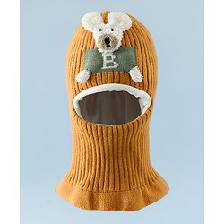 Babyhug Monkey Cap With Puppy Patch in Brown - Diameter 25 cm
