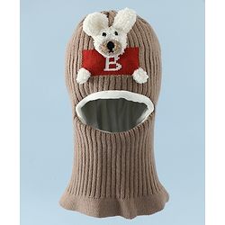 Babyhug Monkey Cap With Puppy Patch in Brown - Diameter 25 cm