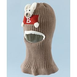 Babyhug Monkey Cap With Puppy Patch in Brown - Diameter 25 cm