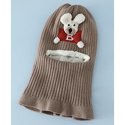 Babyhug Monkey Cap With Puppy Patch in Brown - Diameter 25 cm