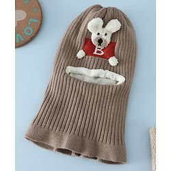 Babyhug Monkey Cap With Puppy Patch in Brown - Diameter 25 cm