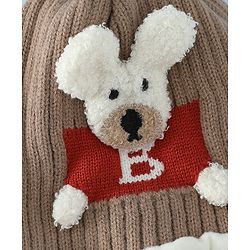 Babyhug Monkey Cap With Puppy Patch in Brown - Diameter 25 cm