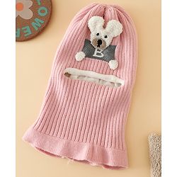 Babyhug Monkey Cap With Puppy Patch in Brown - Diameter 25 cm