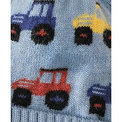 Babyhug Woollen Cap & Sets WIth Vehicle Design in Beige - Diameter 18 cm