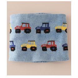 Babyhug Woollen Cap & Sets WIth Vehicle Design in Beige - Diameter 18 cm