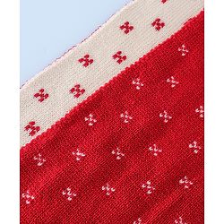 Babyhug Woollen Cap & Sets With Floral Design Red - Diameter 18.5 cm