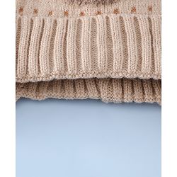 Babyhug Woollen Cap & Sets With Bear Detailing in Khaki - Diameter 19 cm
