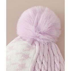 Babyhug Woollen Cap & Sets With Cable Knit Design in Purple - Diameter 18 cm