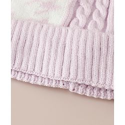 Babyhug Woollen Cap & Sets With Cable Knit Design in Purple - Diameter 18 cm
