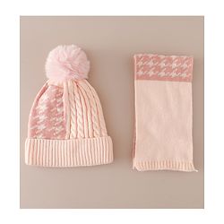 Babyhug Woollen Cap & Sets With Cable Knit Design in Purple - Diameter 18 cm