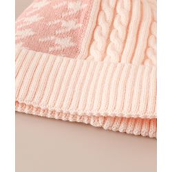 Babyhug Woollen Cap & Sets With Cable Knit Design in Purple - Diameter 18 cm