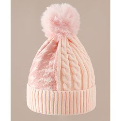 Babyhug Woollen Cap & Sets With Cable Knit Design in Purple - Diameter 18 cm