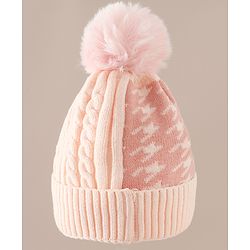 Babyhug Woollen Cap & Sets With Cable Knit Design in Purple - Diameter 18 cm