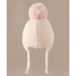 Babyhug Woollen Cap & Sets With Cat Detailing In Blue - Diameter 18 cm